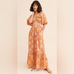 Free People Orange Floral Maxi Dress